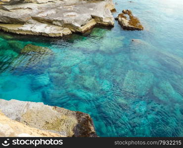 A view of a rocky shore of a Sicily island