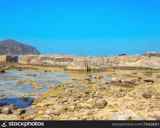 A view of a rocky shore of a Sicily island