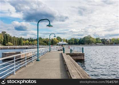 A view of a section of the pier at Coulon Park in Renton, Washington.
