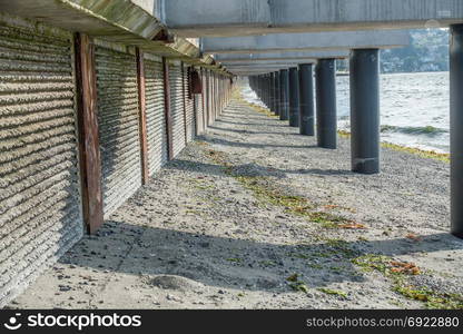 A view of a walkway that is under constrtuction at Redondo Beach, Washington.