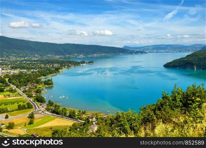 a view of Annecy lake in french Alps
