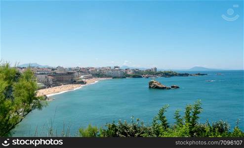 a view of Biarritz city by the Atlantic ocean, France
