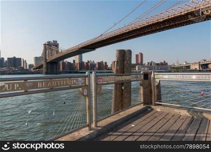 A view of Brooklyn bridge as seen from Brooklyn Bridge Park