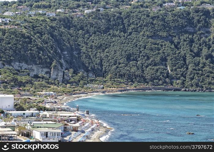 A view of Citara beach in Ischia island in Italy under Punta Imperatore headland