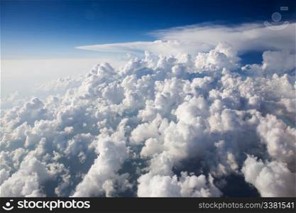 A view of cumulus clouds from above