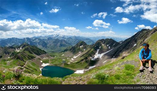a view of lake Oncet in the french mountains pyrenees
