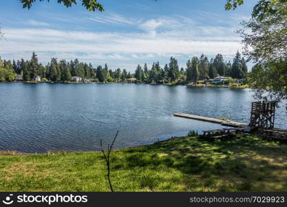 A view of Mirror Lake in Federal Way, Washington.