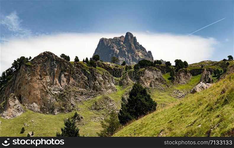a view of mountain the Pic du Midi d&rsquo;Ossau in the French Pyrenees