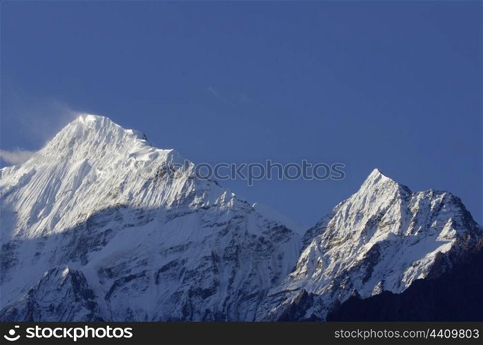 A view of Nilgiri and Tilicho peaks