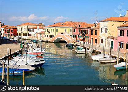 A view of one of the canals in the island of Murano, Venice, which is famous for the glass it has been making since the Roman era.