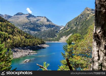 a view of Oredon lake in Hautes Pyrenees, france