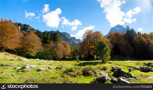 a view of Pic Du Midi Ossau, France, Pyrenees in autumn