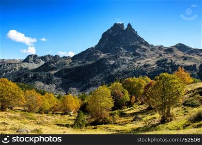 a view of Pic Du Midi Ossau in autumn, France, Pyrenees