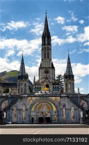a view of the Basilica of Our Lady of Lourdes