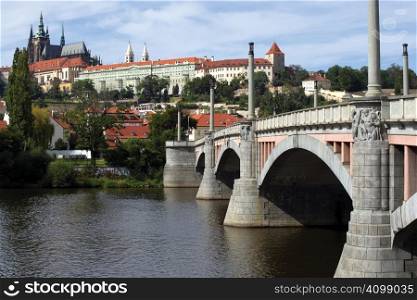A view of the beautiful Prague Castle from across the river.