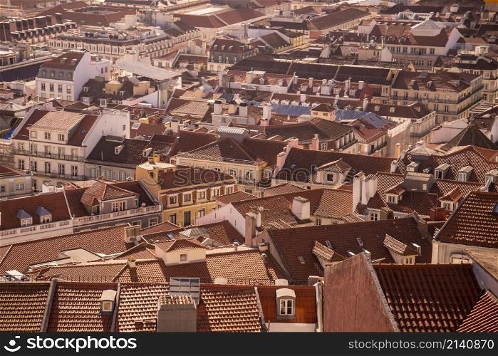 a view of the city aerea in Chiado in the City of Lisbon in Portugal. Portugal, Lisbon, October, 2021