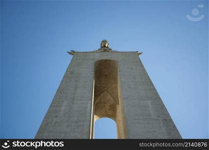 a view of the Cristo Rei near the City of Lisbon in Portugal. Portugal, Lisbon, October, 2021
