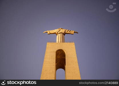 a view of the Cristo Rei near the City of Lisbon in Portugal. Portugal, Lisbon, October, 2021