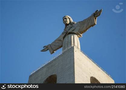a view of the Cristo Rei near the City of Lisbon in Portugal. Portugal, Lisbon, October, 2021