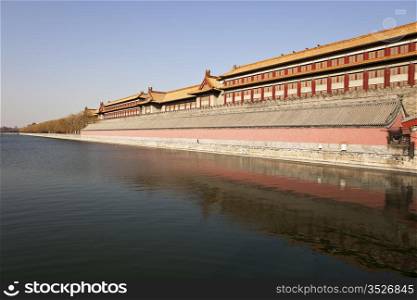 A view of the Forbidden City in Beijing over one of the moats or canals that isolated the palace from the rest of the city.
