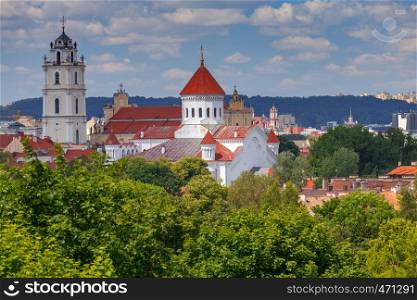 A view of the historical center of Vilnius from the hill. Lithuania.. Vilnius. Aerial view of the city.