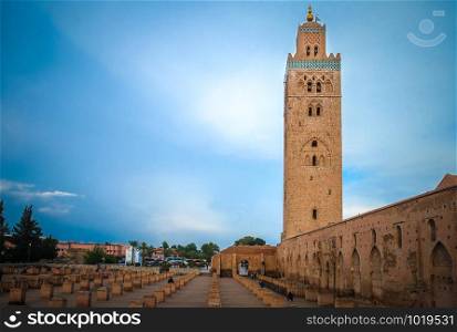 A view of the Koutoubia Mosque in the evening. Marrakesh, Morocco.