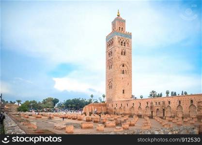 A view of the Koutoubia Mosque. Marrakesh, Morocco.