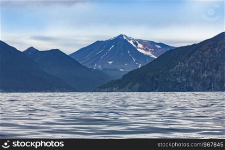 A view of the Mutnovsky volcano from the Pacific ocean