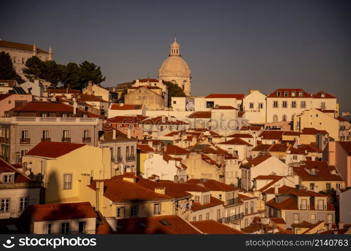 a view of the Old Town Alfama of the city Lisbon in Portugal. Portugal, Lisbon, October, 2021