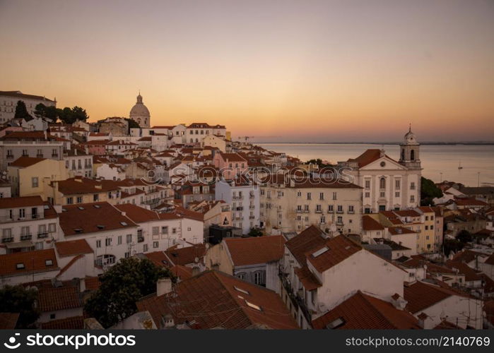 a view of the Old Town Alfama of the city Lisbon in Portugal. Portugal, Lisbon, October, 2021