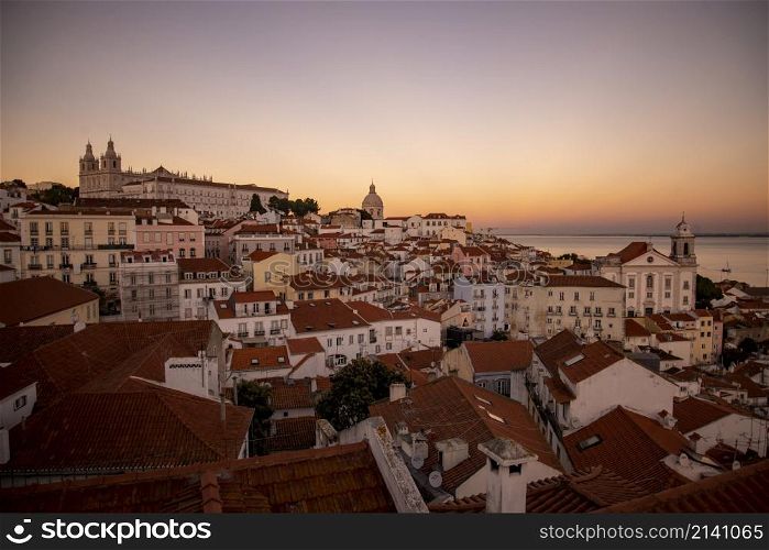a view of the Old Town Alfama of the city Lisbon in Portugal. Portugal, Lisbon, October, 2021
