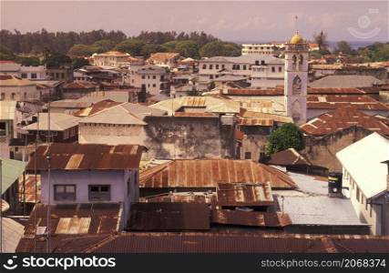 a view of the Old Town of Stone Town on the Island of Zanzibar in Tanzania. Tanzania, Zanzibar, Stone Town, October, 2004