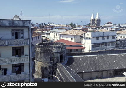 a view of the Old Town of Stone Town on the Island of Zanzibar in Tanzania. Tanzania, Zanzibar, Stone Town, October, 2004