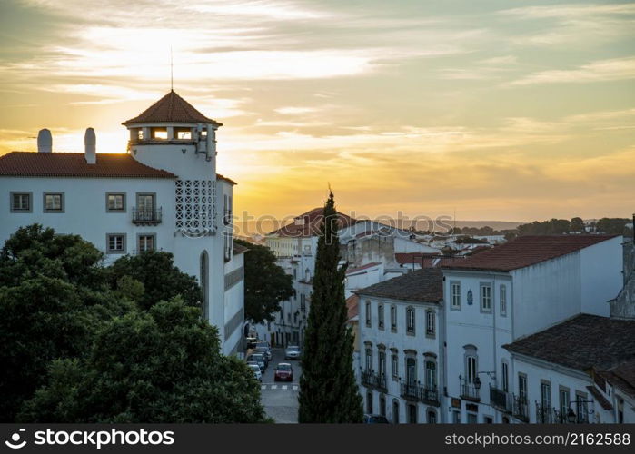 a view of the old Town of the city Evora in Alentejo in Portugal. Portugal, Evora, October, 2021