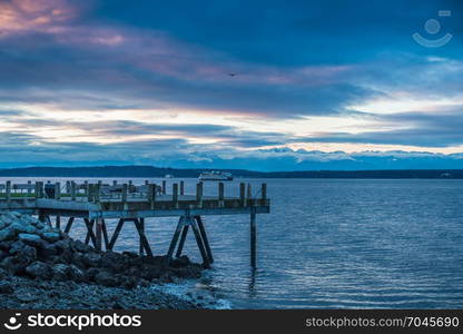 A view of the Olympics Mountains and the Puget Sound from West Seattle, Washington