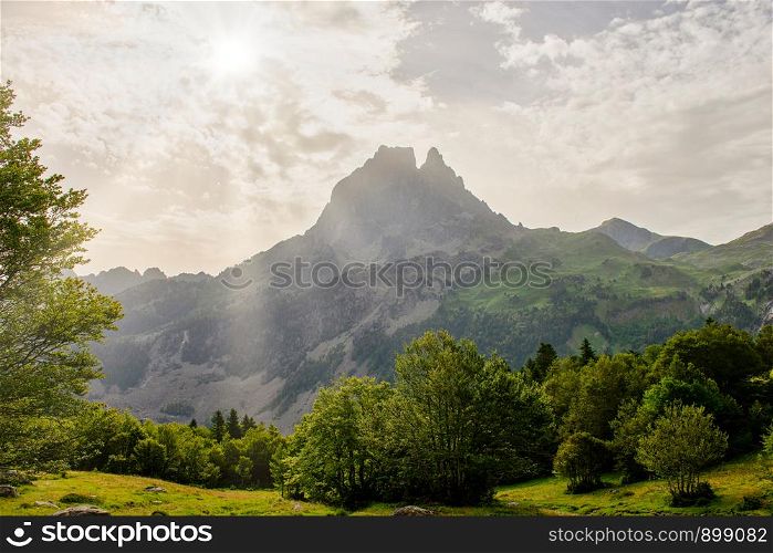 a view of the Pic du Midi d'Ossau in the French Pyrenees
