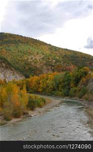 a view of the river Drome in autumn, France