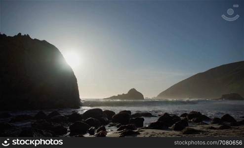 A view of the rocks around Pfeiffer beach late afternoon