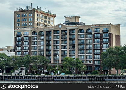 A view of Wilmington North Carolina from across the Cape Fear River