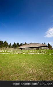 A viking long house on a historic farm