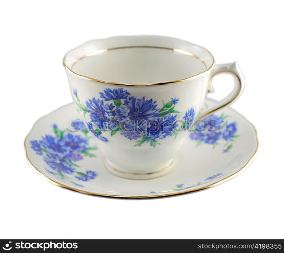 a vintage coffee cup on white background