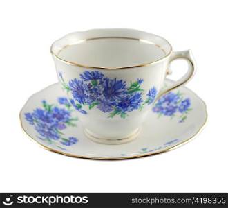 a vintage coffee cup on white background