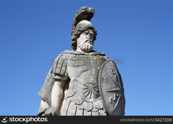 A warrior statue in Villa Olmo&rsquo;s gardens, Como, Italy