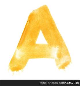 A - Watercolor letters over white background