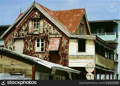 A weatherworn house in the town of Castries, St. Lucia