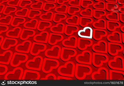 A White 3D Heart Inside 3D Red Hearts Pattern backdrop
