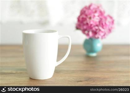 A white mug with shallow dept of field