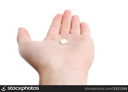 A white pill in the hand