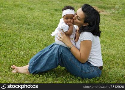 A white women with a black baby