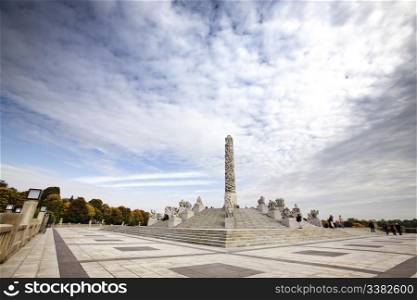 A wide view of the statue park in Oslo Norway, Vigelandsparken